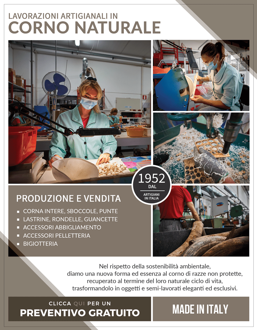 Fibbie in corno per abbigliamento e accessori Lombardia